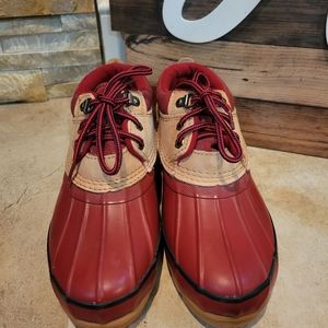 Women's Lands End Red Waterproof Rain Duck Boots S